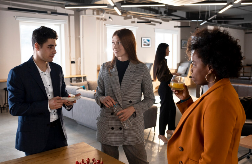 Networking in an office environment showing how networking works for college students